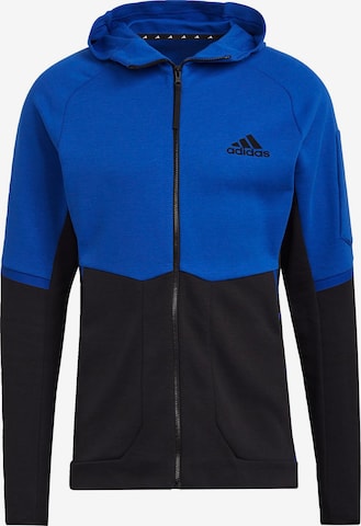 ADIDAS SPORTSWEAR Athletic Zip-Up Hoodie in Blue: front