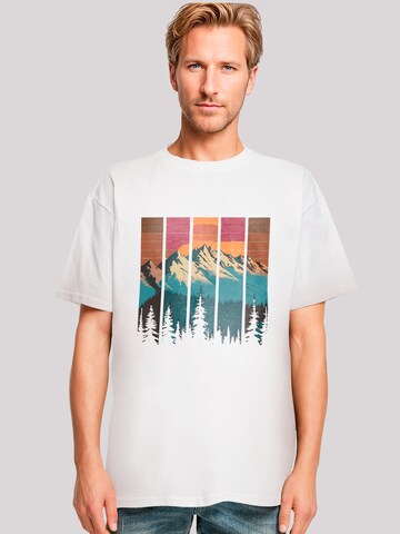 F4NT4STIC Shirt 'Berg Sonnenuntergang Retro' in White: front