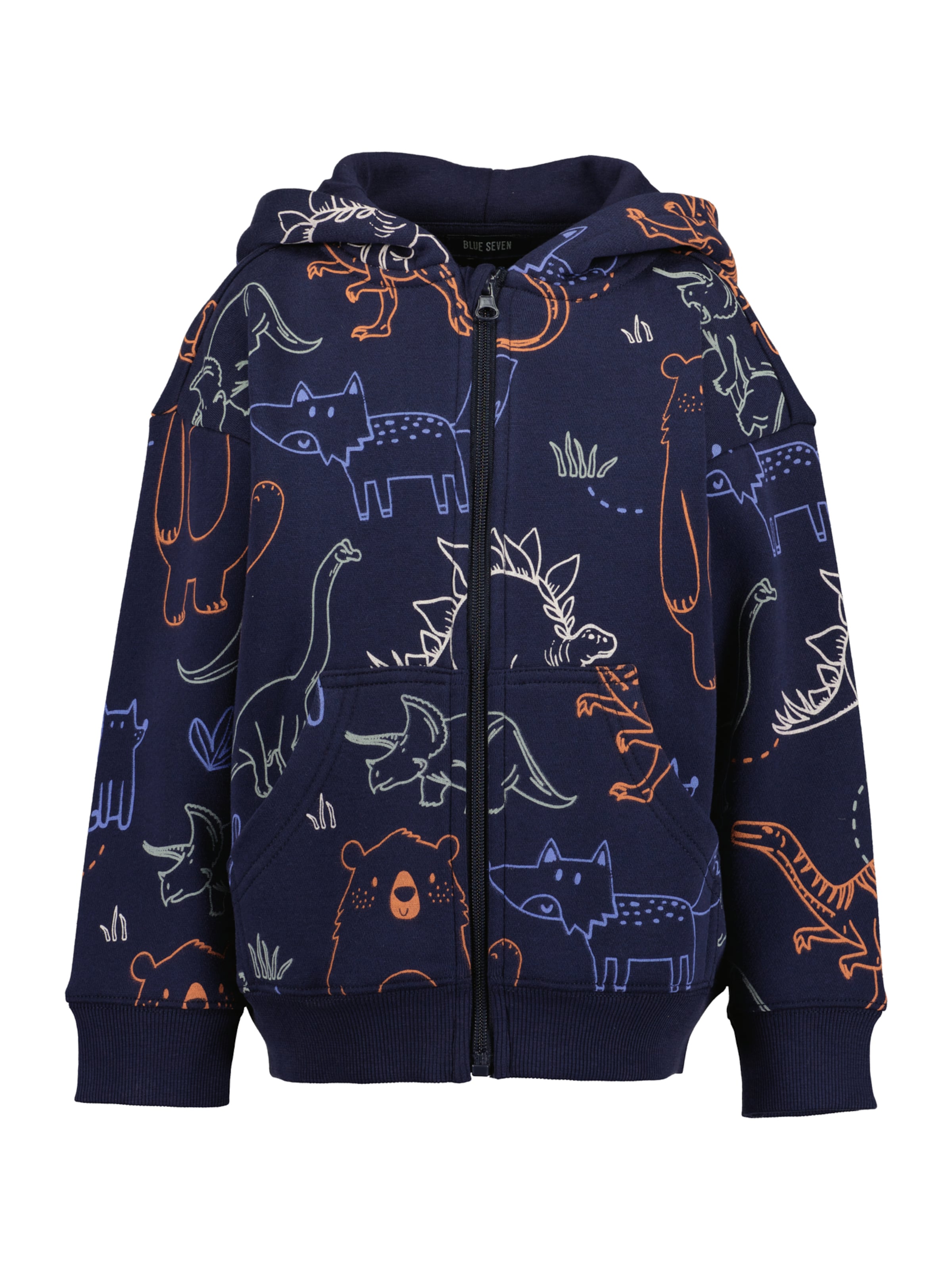 BLUE SEVEN Zip-Up Hoodie in Blue: front