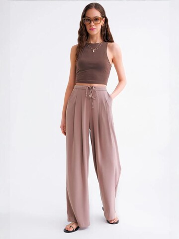 MixRay Wide leg Pleat-front trousers in Brown
