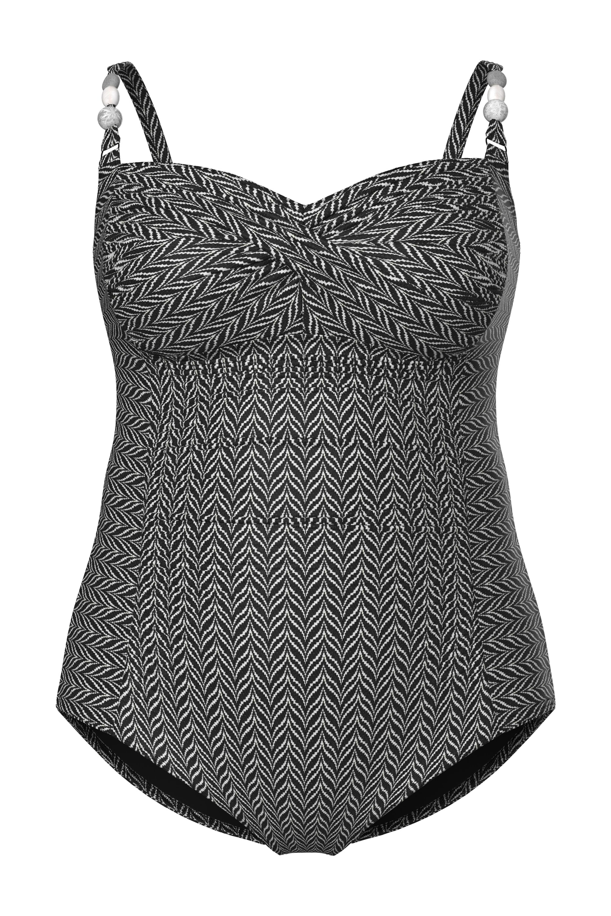 Ulla Popken Bustier Badpak in Zwart: voorkant