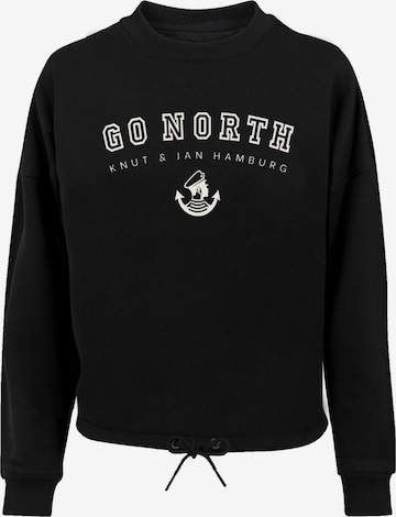 F4NT4STIC Sweatshirt 'Go North Knut & Jan Hamburg' in Black: front