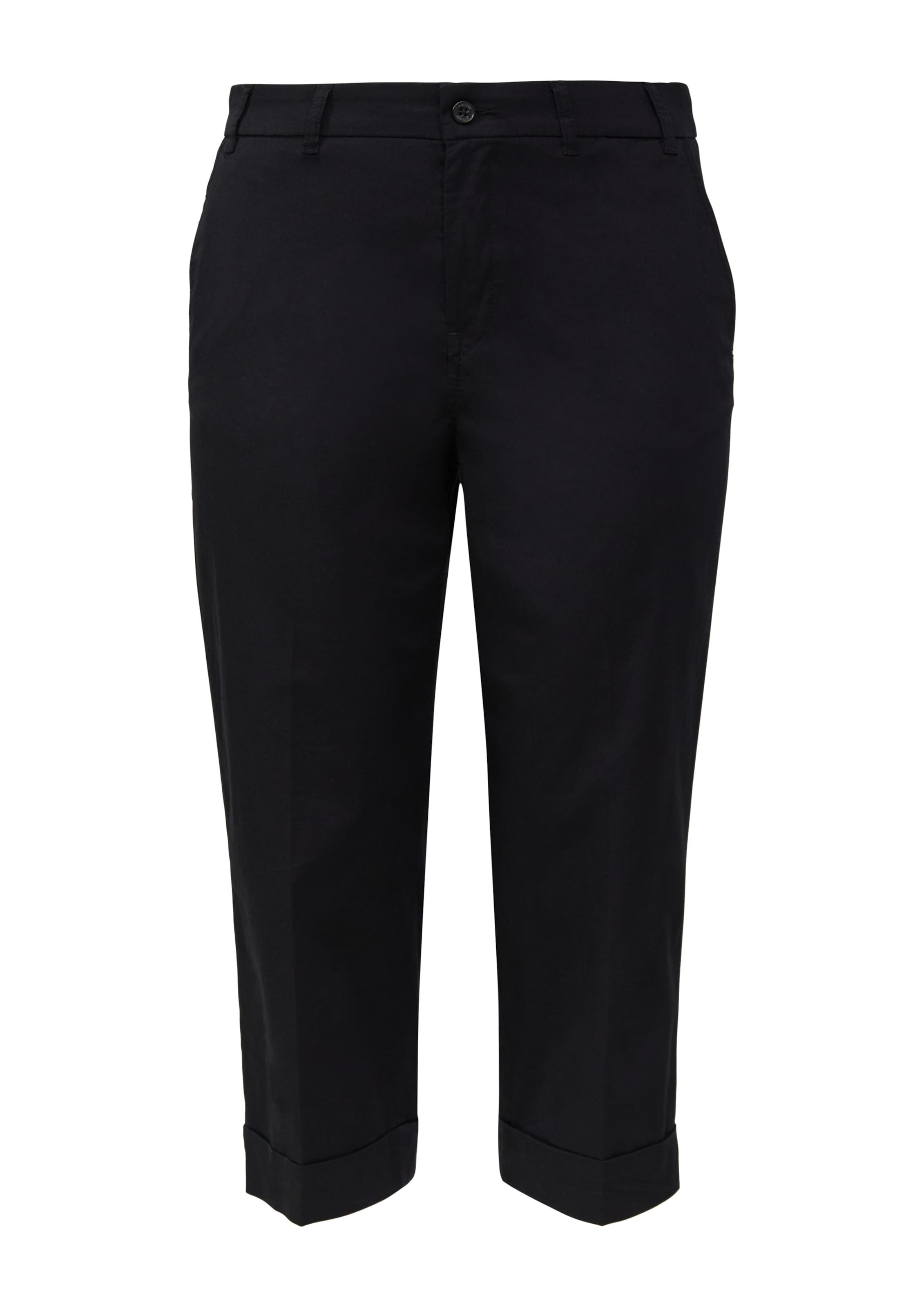 s.Oliver Red Label Plus Loosefit Bügelfaltenhose in Schwarz: Vorderseite