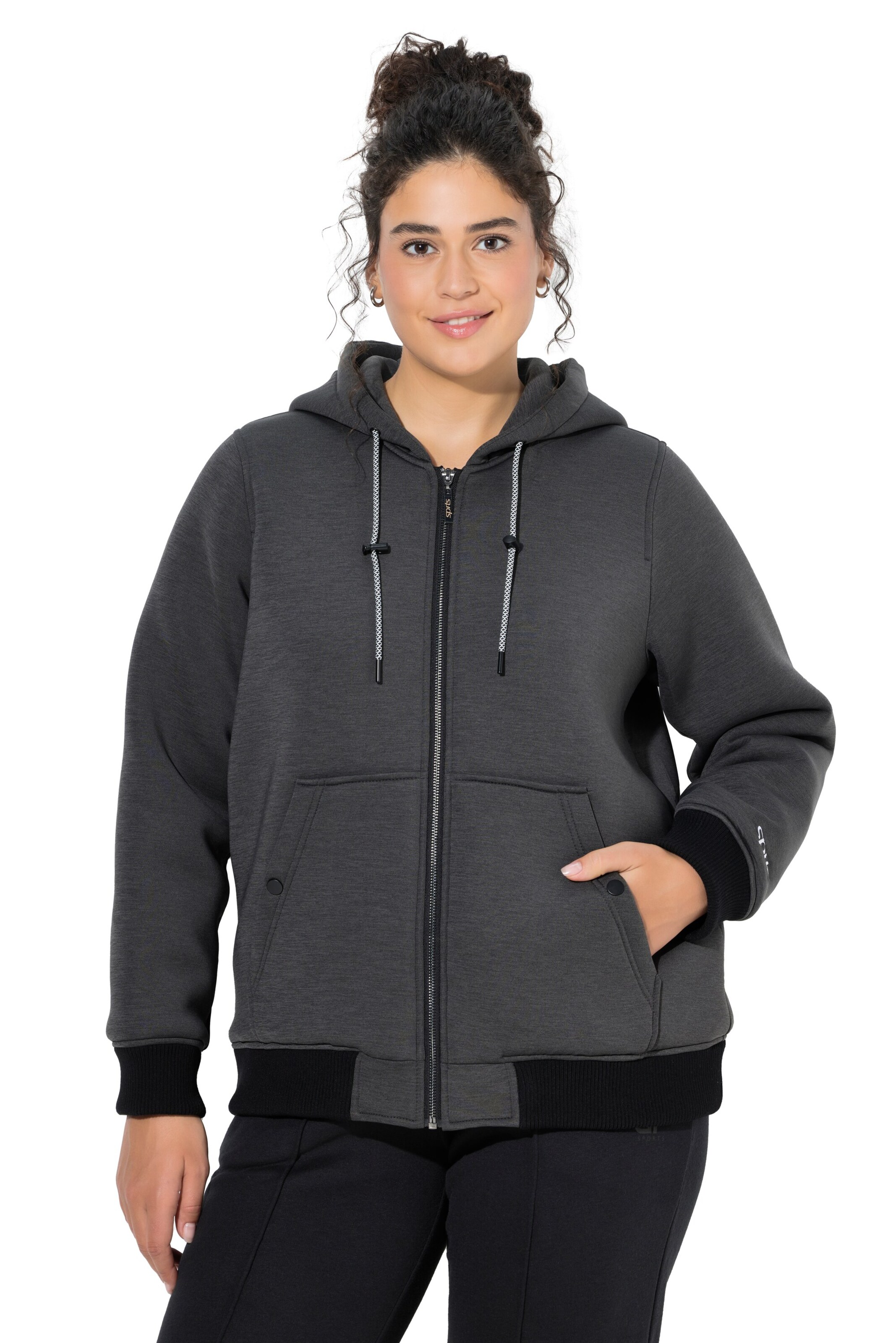 Ulla Popken Between-Season Jacket in Grey: front