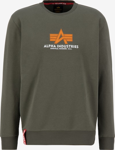 ALPHA INDUSTRIES Sweatshirt in de kleur Olijfgroen / Neonoranje / Wit, Productweergave