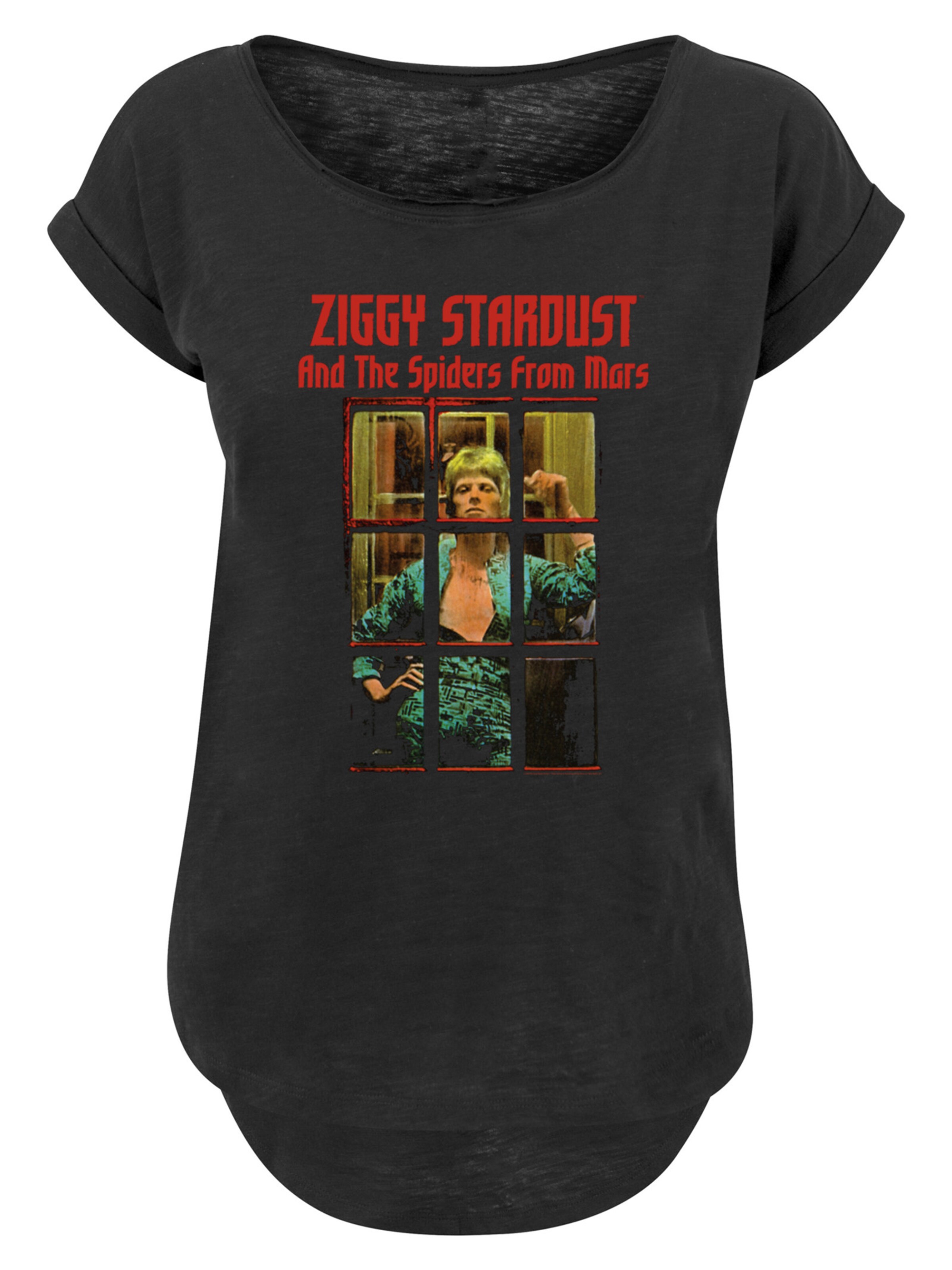 F4NT4STIC Shirt 'David Bowie Ziggy Stardust Spider' in Schwarz: Vorderseite