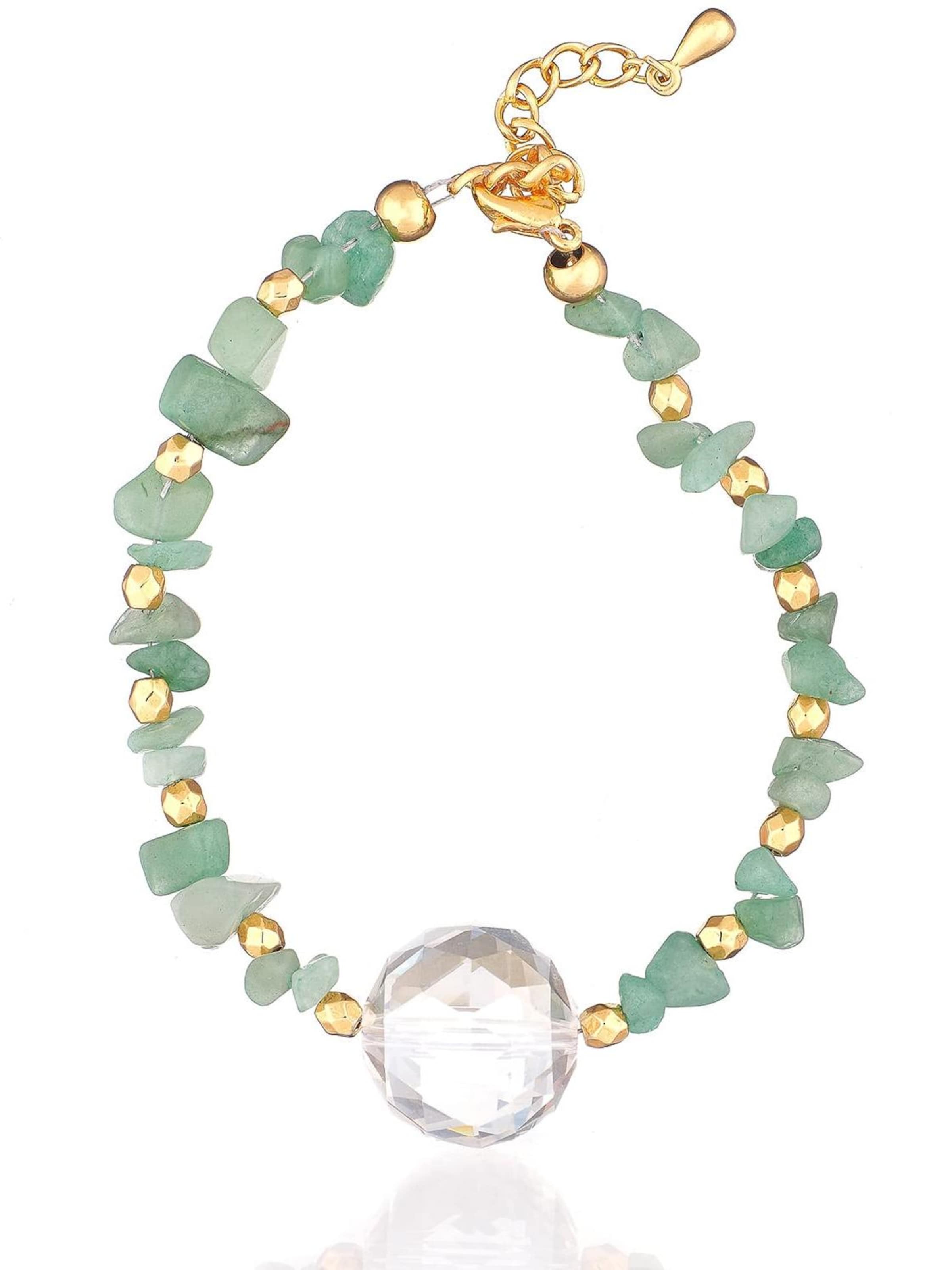 THE GEM STORIES JEWELRY Armband 'Aventurine Bracelet' i grön: framsida