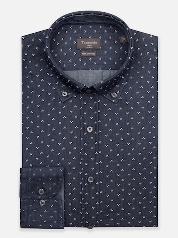 7Camicie Slim fit Zakelijk overhemd 'Leonardo Denim Man Shirt Blue White' in Blauw