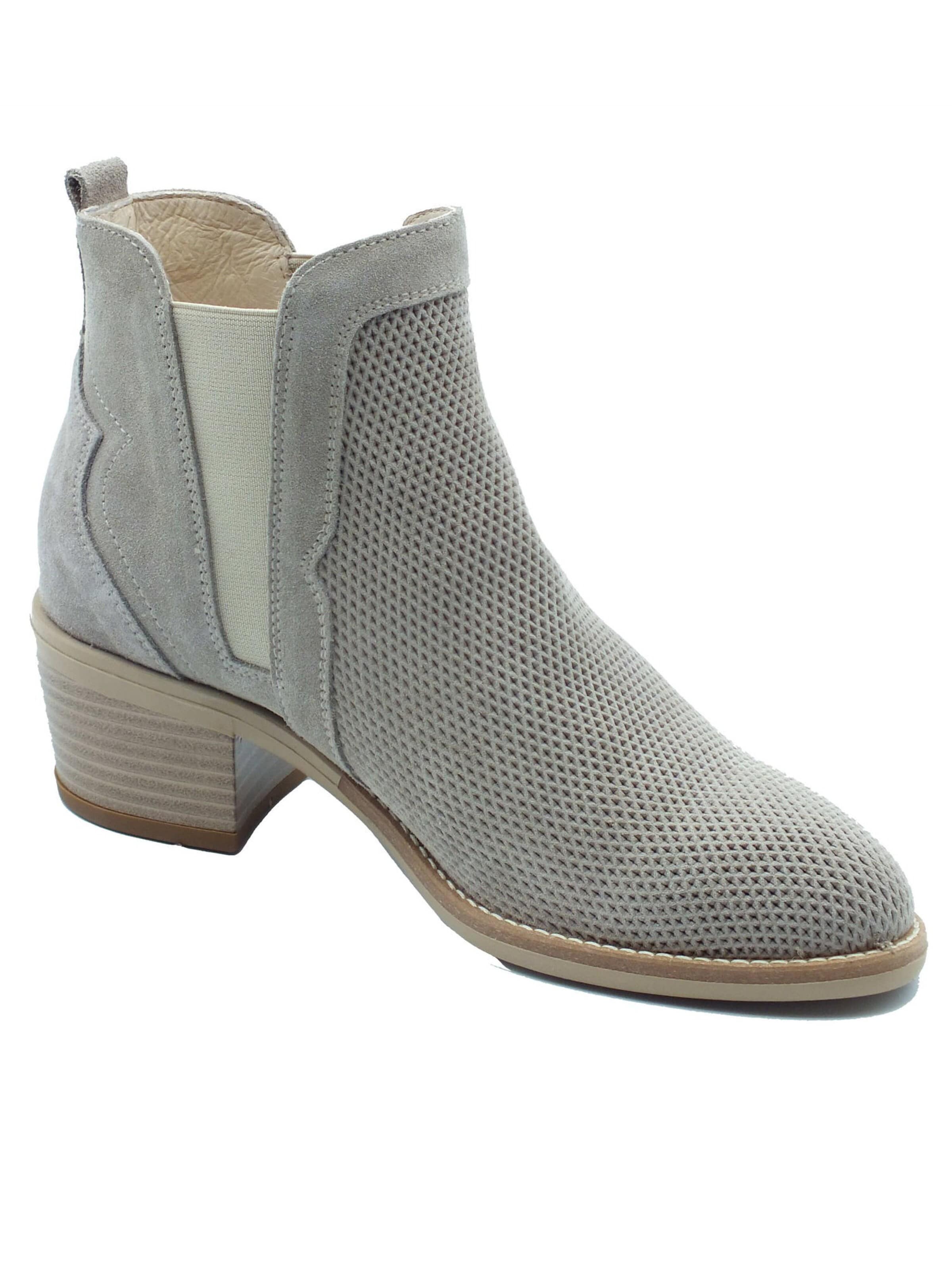 Bottines 'Nero Giardini Tronchetti con tacco Donna E615120D Velour Creta pelle beige' Nero Giardini en beige