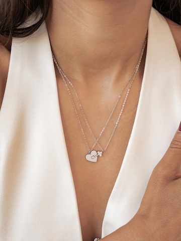 Collana 'Interlocking Heart & Key Love' di Hey Happiness in argento