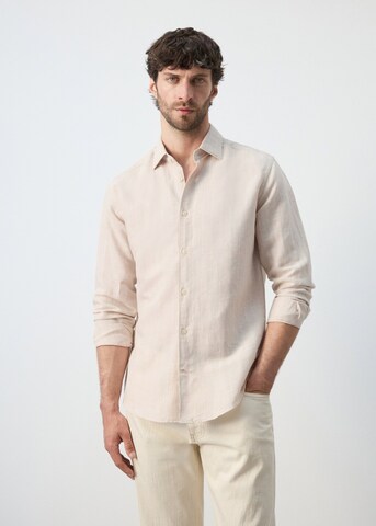MANGO MAN Regular fit Button Up Shirt 'Rugo' in Beige: front