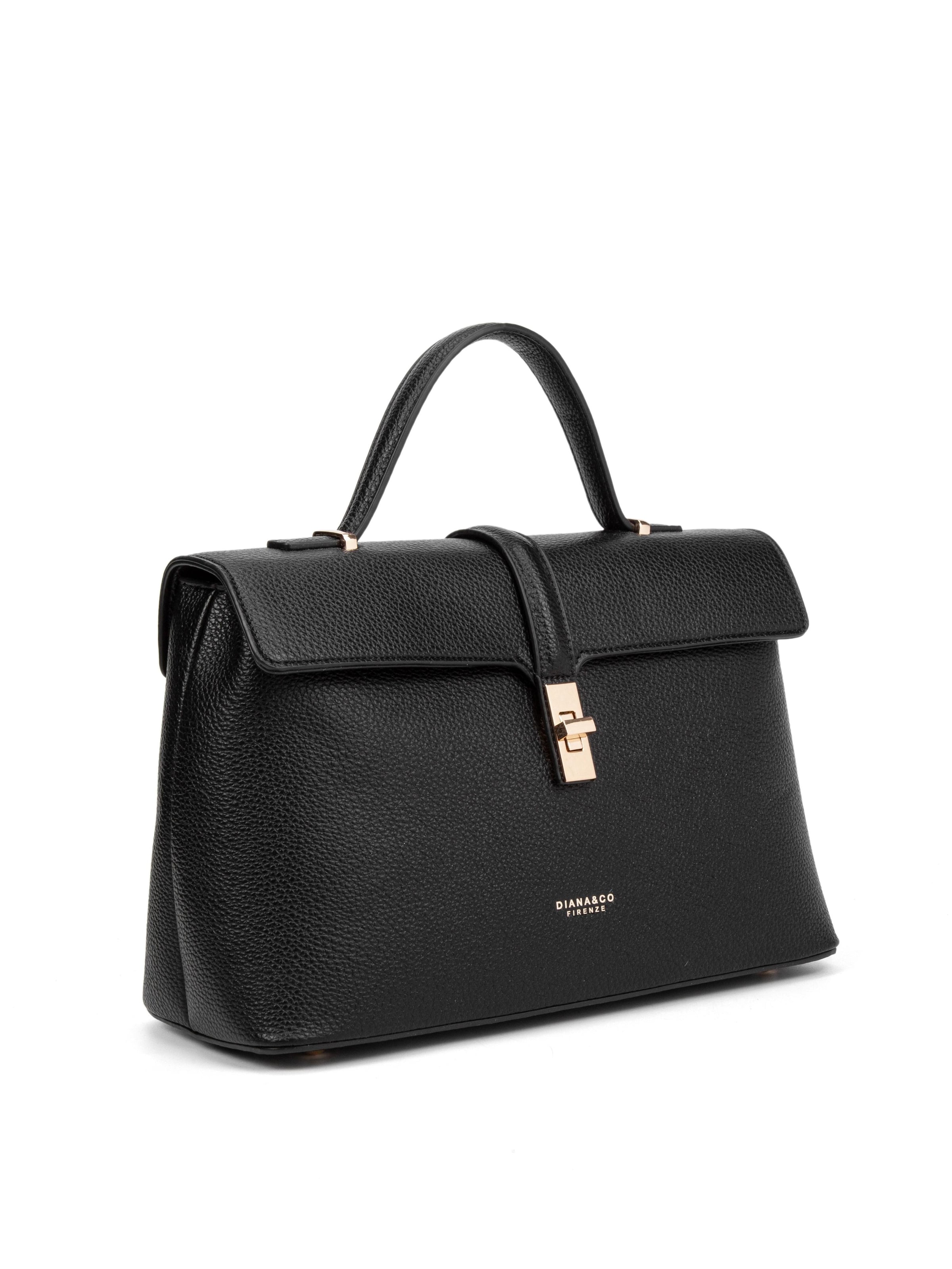 Borsa a mano 'Borsa a Mano Donna Pelle Vegana PU con Girello e Tracolla Rimovibile' di Diana&Co. in nero