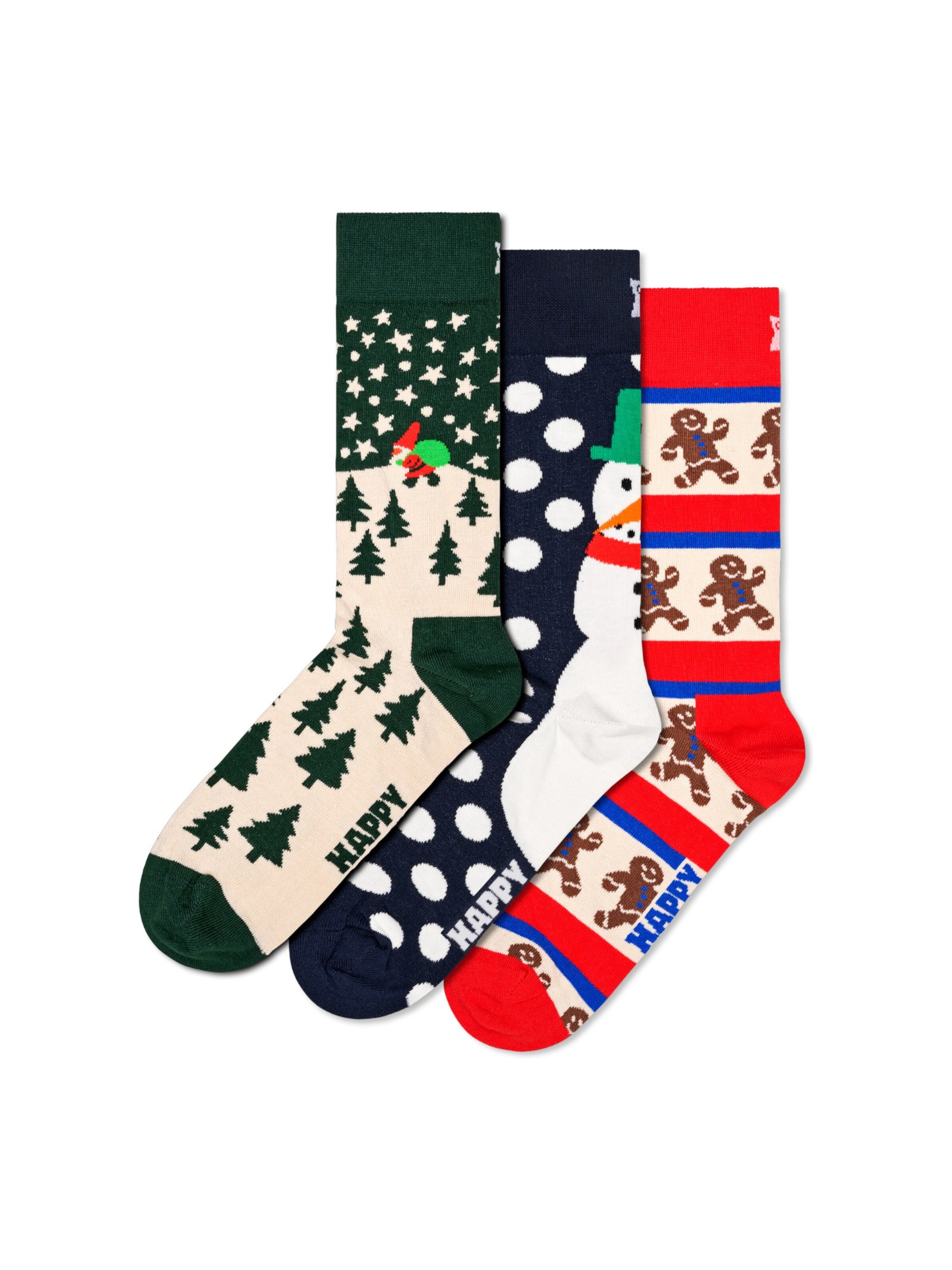Happy Socks Chaussettes '3-Pack Holiday Socks' en vert foncé, Vue avec produit