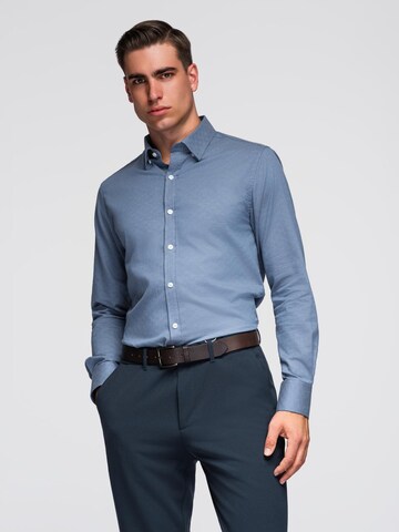 Ombre Slim fit Overhemd 'OM-SHCS-0175' in Blauw: voorkant