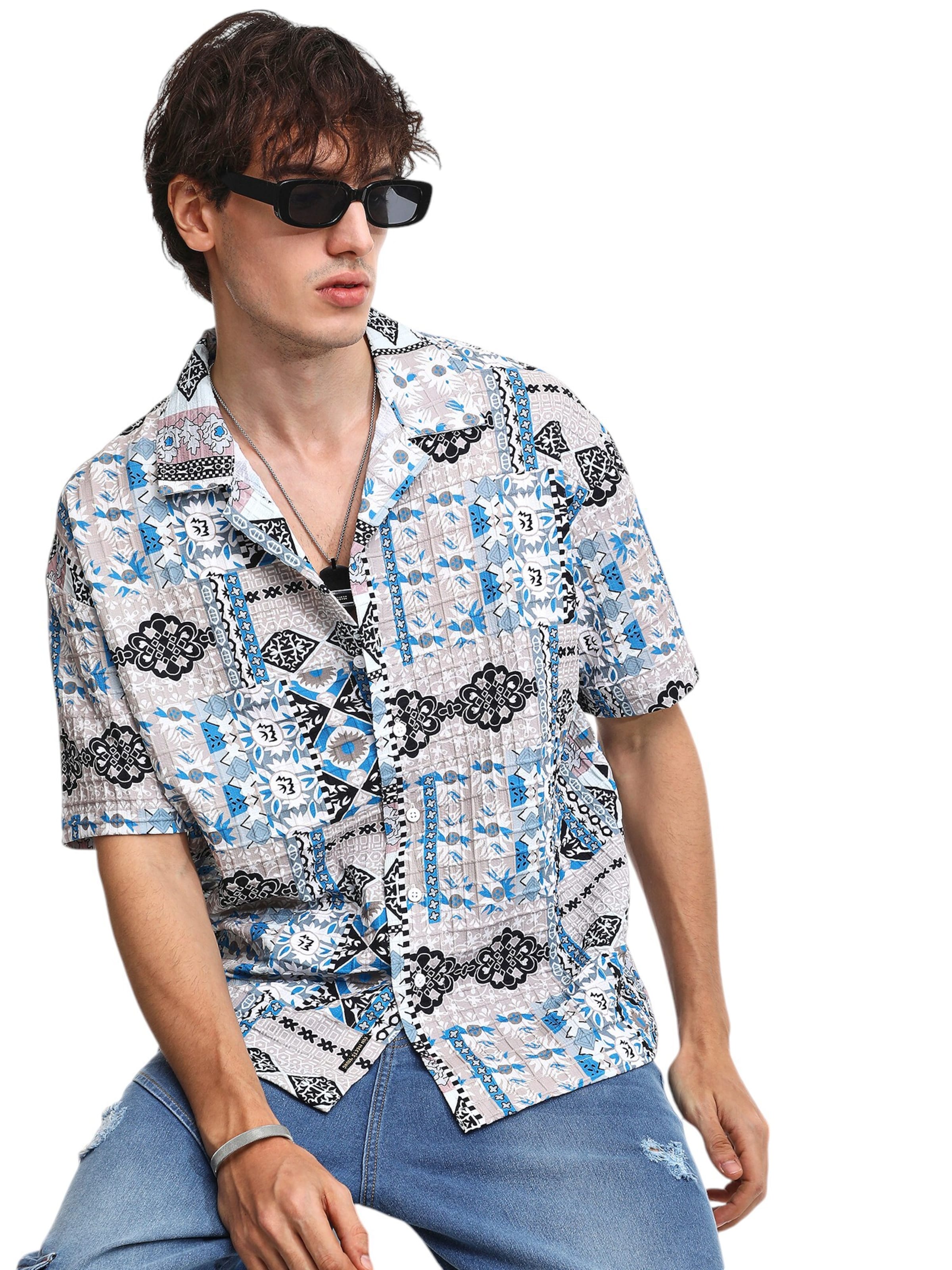 Campus Sutra Regular fit Button Up Shirt 'Winona' in Grey