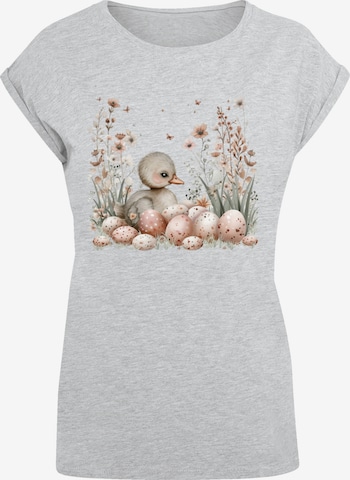 F4NT4STIC Shirt 'Ente Ostereier Blumen Küken' in Grey: front