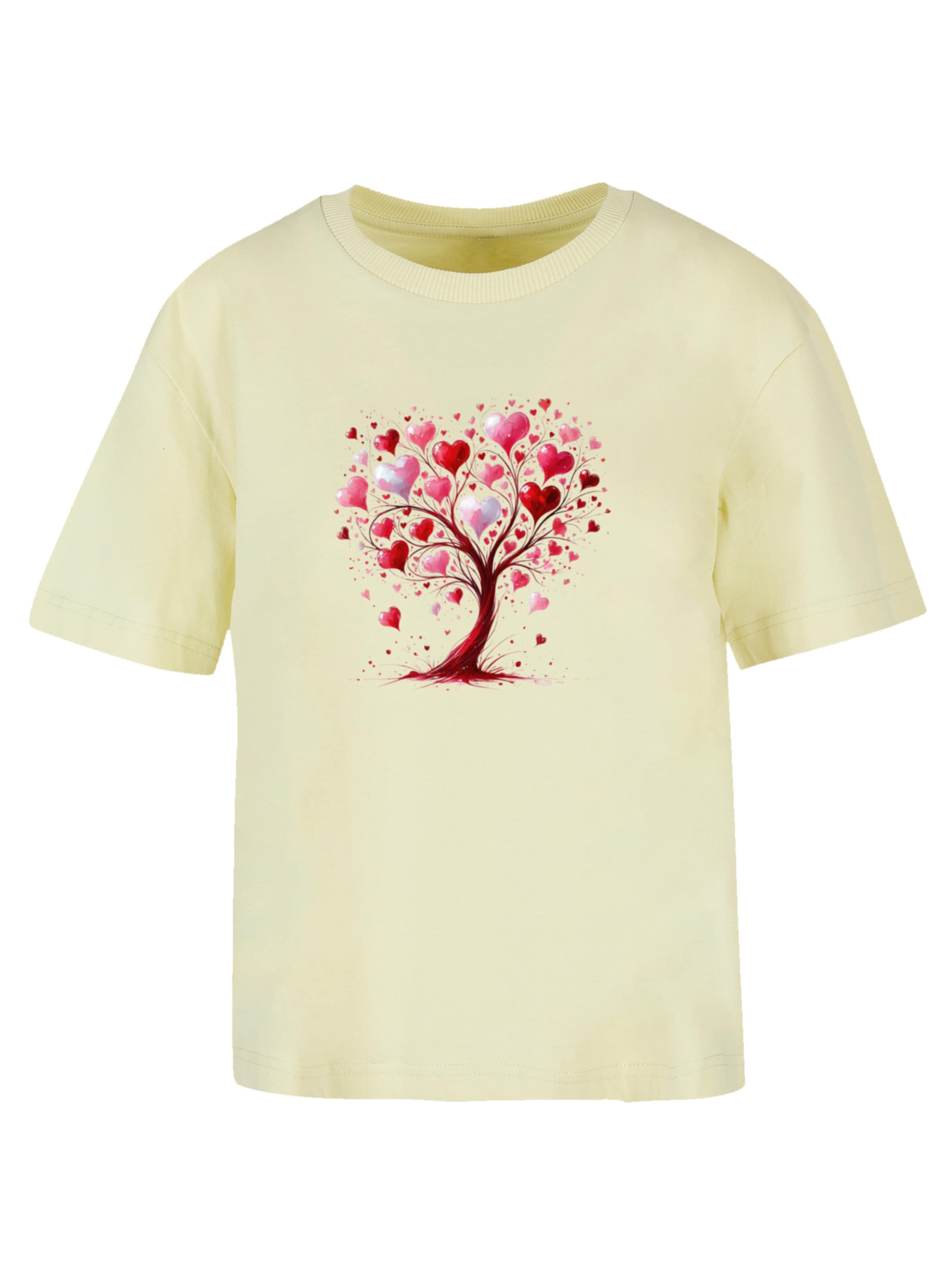 F4NT4STIC Shirt 'Herz Baum Aquarell Druck' in Yellow: front
