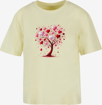 T-shirt 'Herz Baum Aquarell Druck' F4NT4STIC en jaune : devant