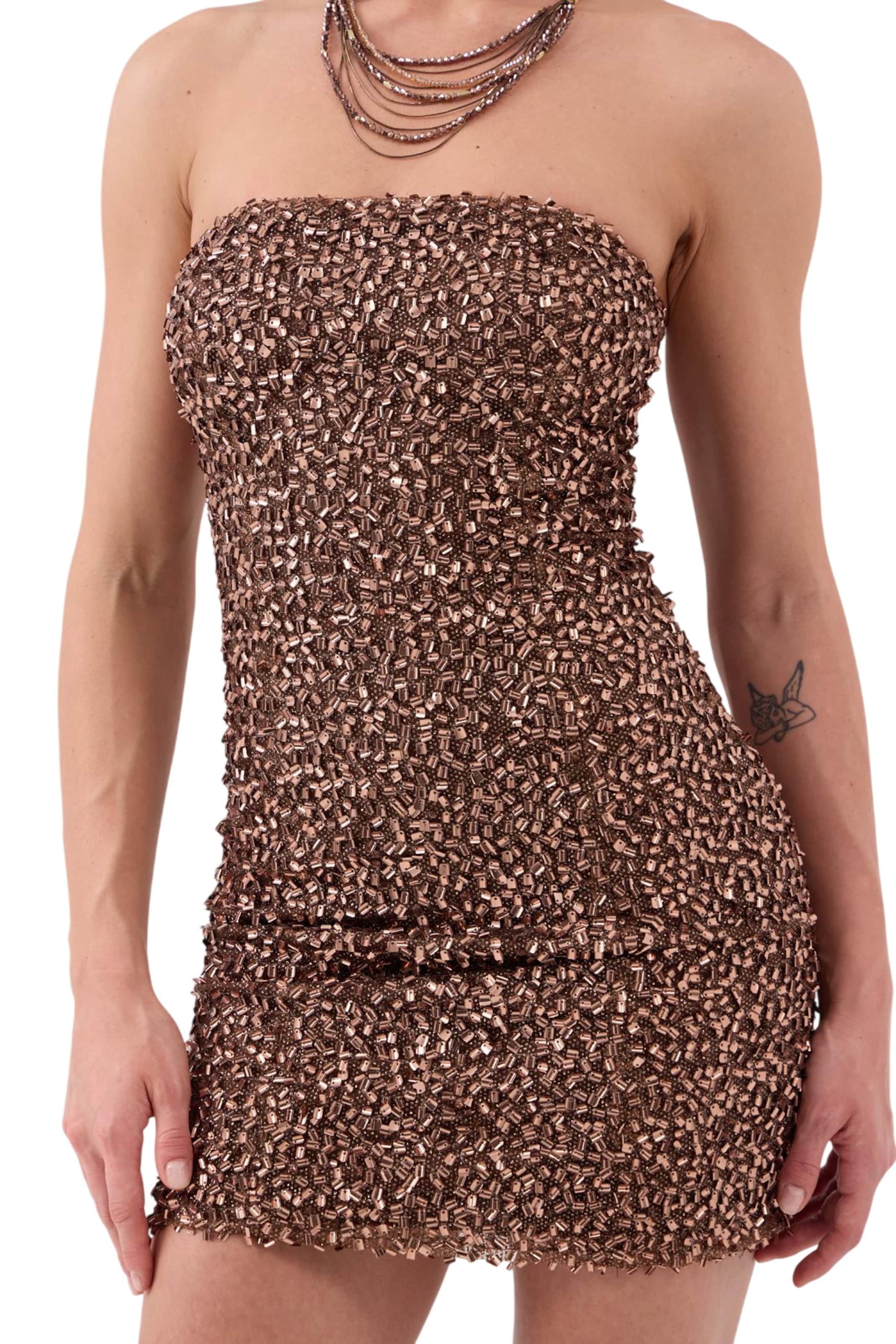 Robe de cocktail HOLLY LOLLY en marron : devant