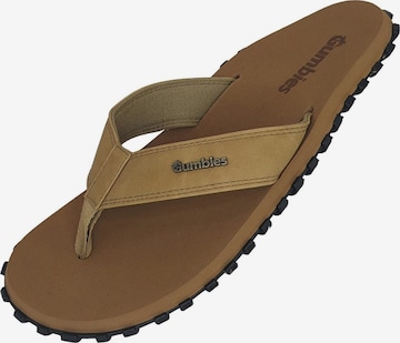 Gumbies T-Bar Sandals in Brown: front