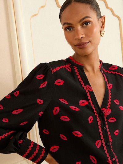Camicia da donna in XS love & roses di colore rosso acceso / nero, Visualizzazione prodotti