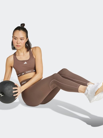 ADIDAS PERFORMANCE Skinny Fit Спортен панталон в кафяво: отпред