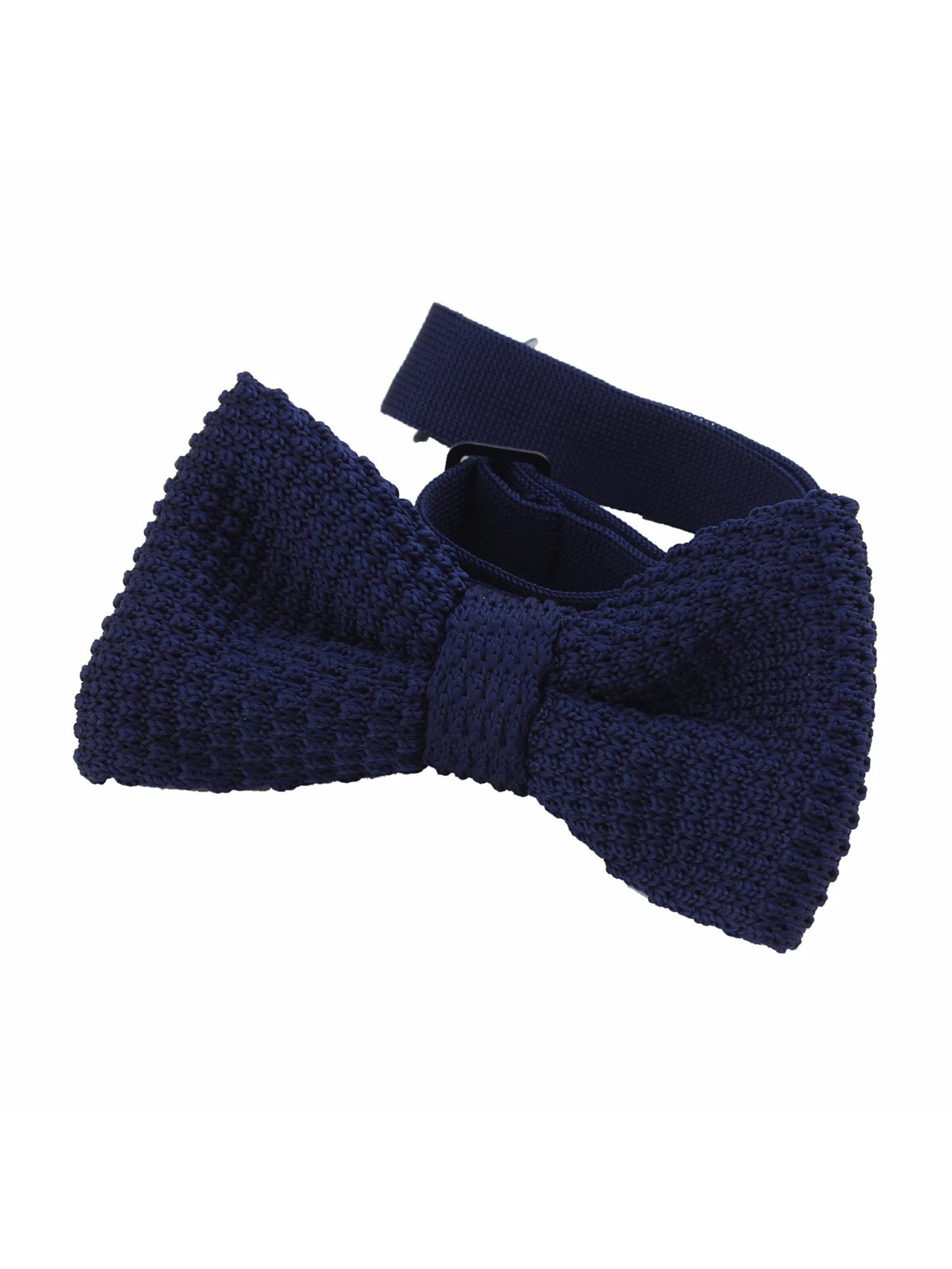 DonDon Bow Tie 'DonDon Herren Strick Fliege gebunden und längenverstellbar 11 x 6 cm dunkelblau-gelb' in Blue: front