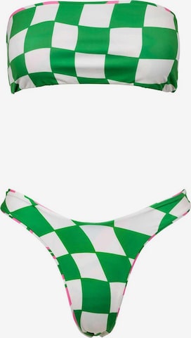 Kalaia Bandeau Bikini 'Reversible Checkers Bikini' värissä vihreä: etupuoli