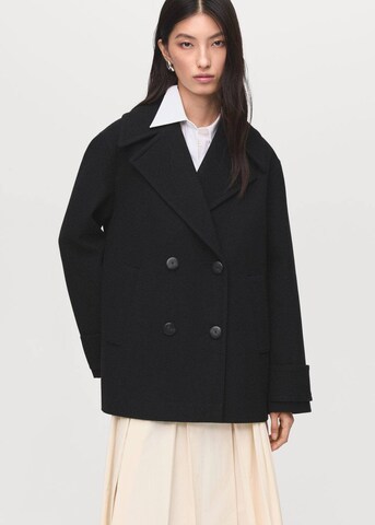 MANGO Between-Seasons Coat in Black: front
