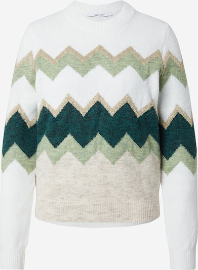 Megztinis 'Lina' iš ABOUT YOU, spalva – smėlio spalva / šviesiai žalia / balta, Prekių apžvalga