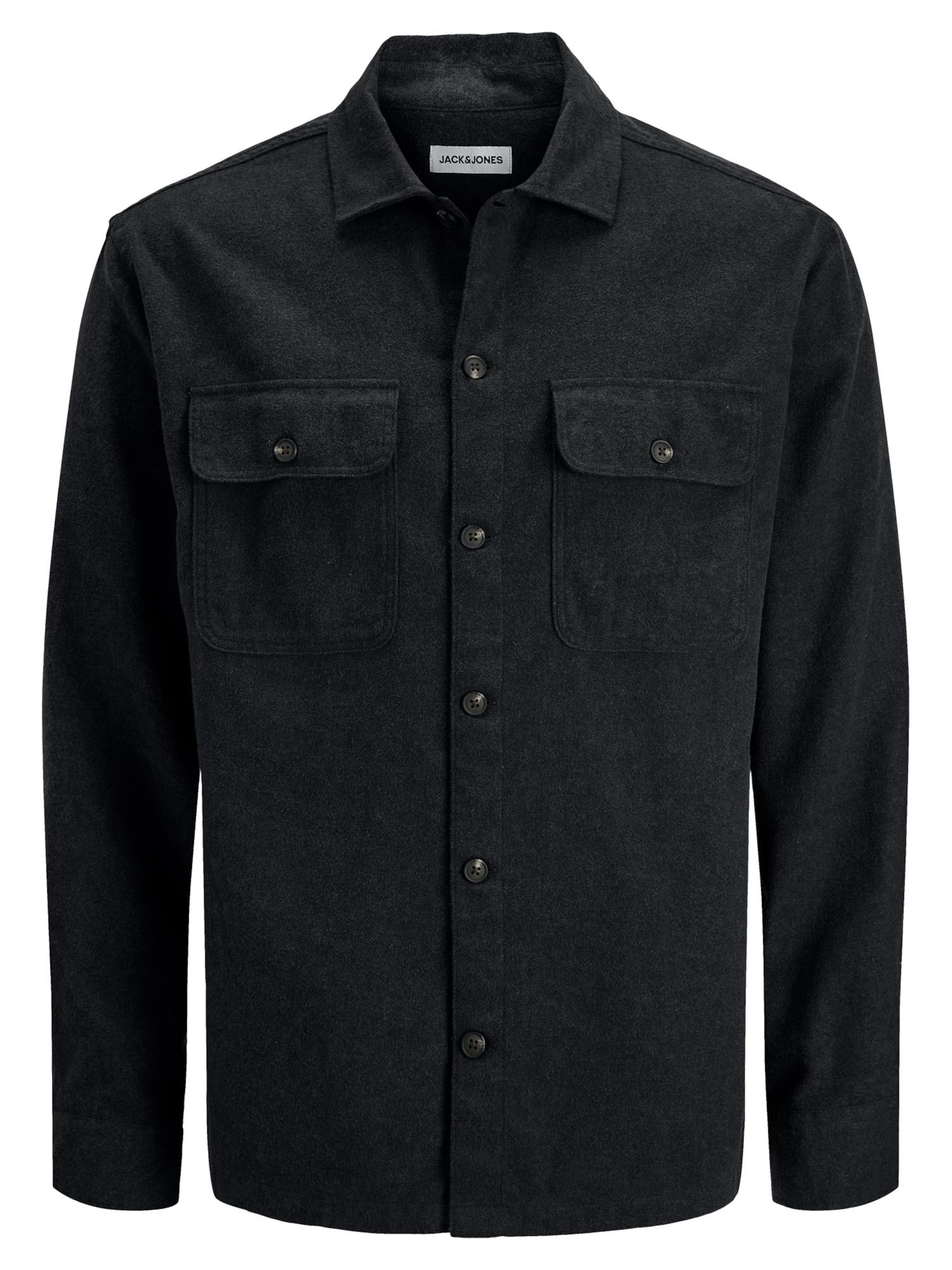 JACK & JONES Button Up Shirt 'Charge' in Black: front