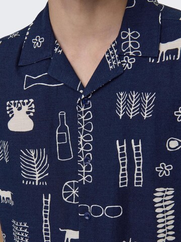 Only & Sons Regular fit Button Up Shirt 'ALVIN' in Blue