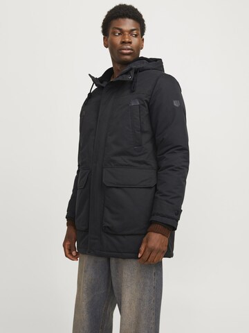 JACK & JONES Winter parka in Black: front