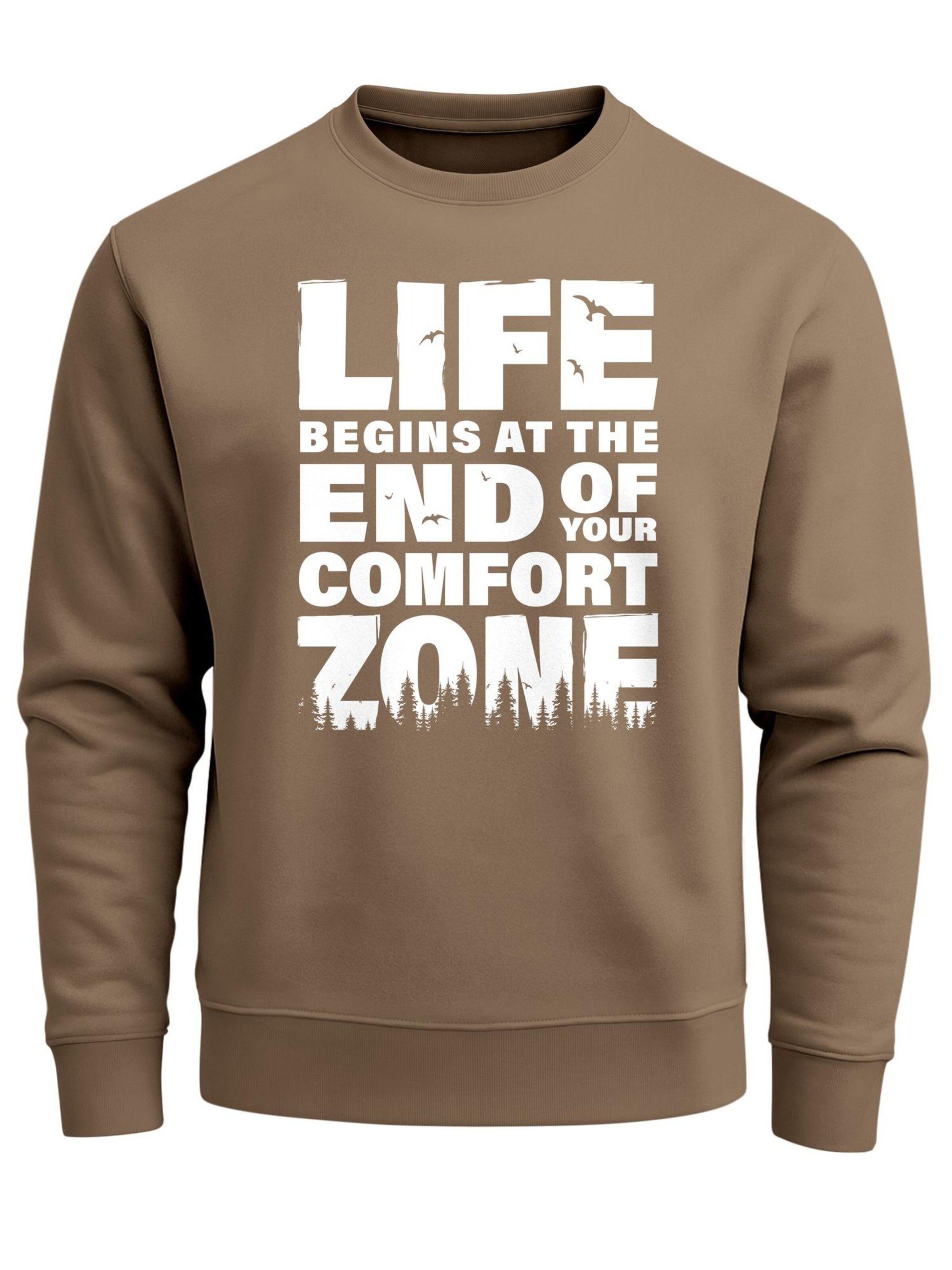 Neverless Sweatshirt 'life begins' in Brown