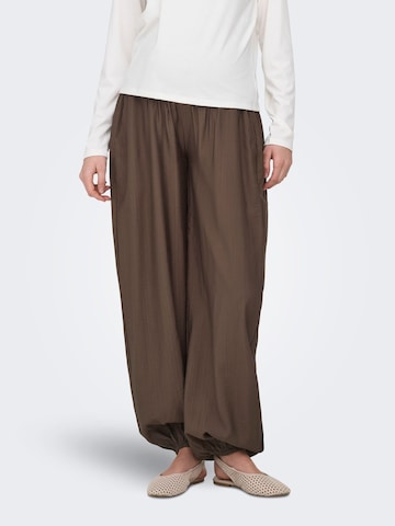 Only Maternity Loosefit Harémové kalhoty 'OLMCamillie' – hnědá: přední strana