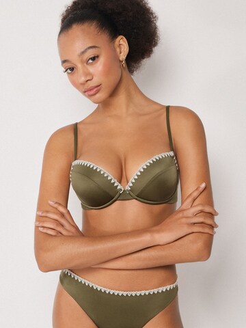 CALZEDONIA Push-up Push up bikinitop 'Refined Shine' in Grün