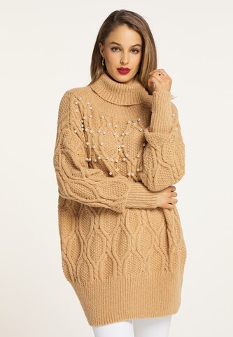 faina Oversized trui in Beige: voorkant