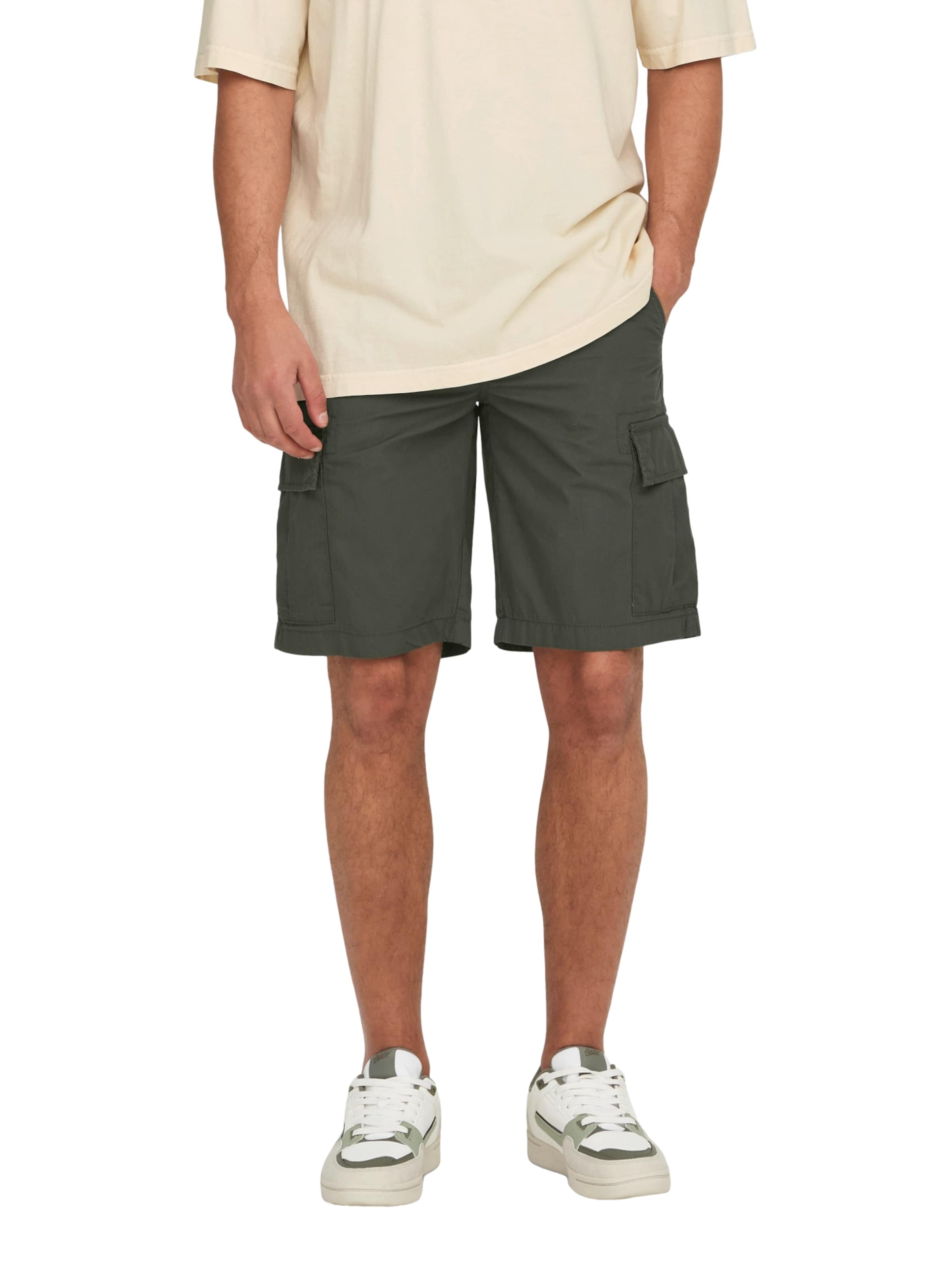 Only & Sons Regular Cargobroek 'Loc' in Groen: voorkant