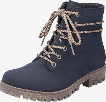 Rieker Lace-Up Ankle Boots in Blue: front