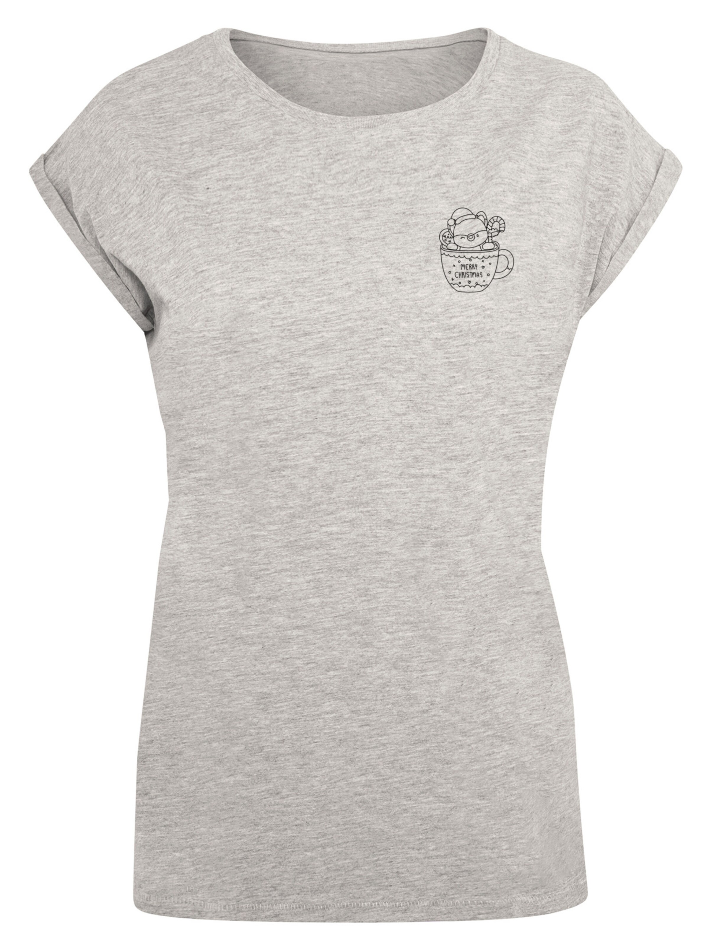 F4NT4STIC Shirt 'Weihnachtstasse' in Grey: front