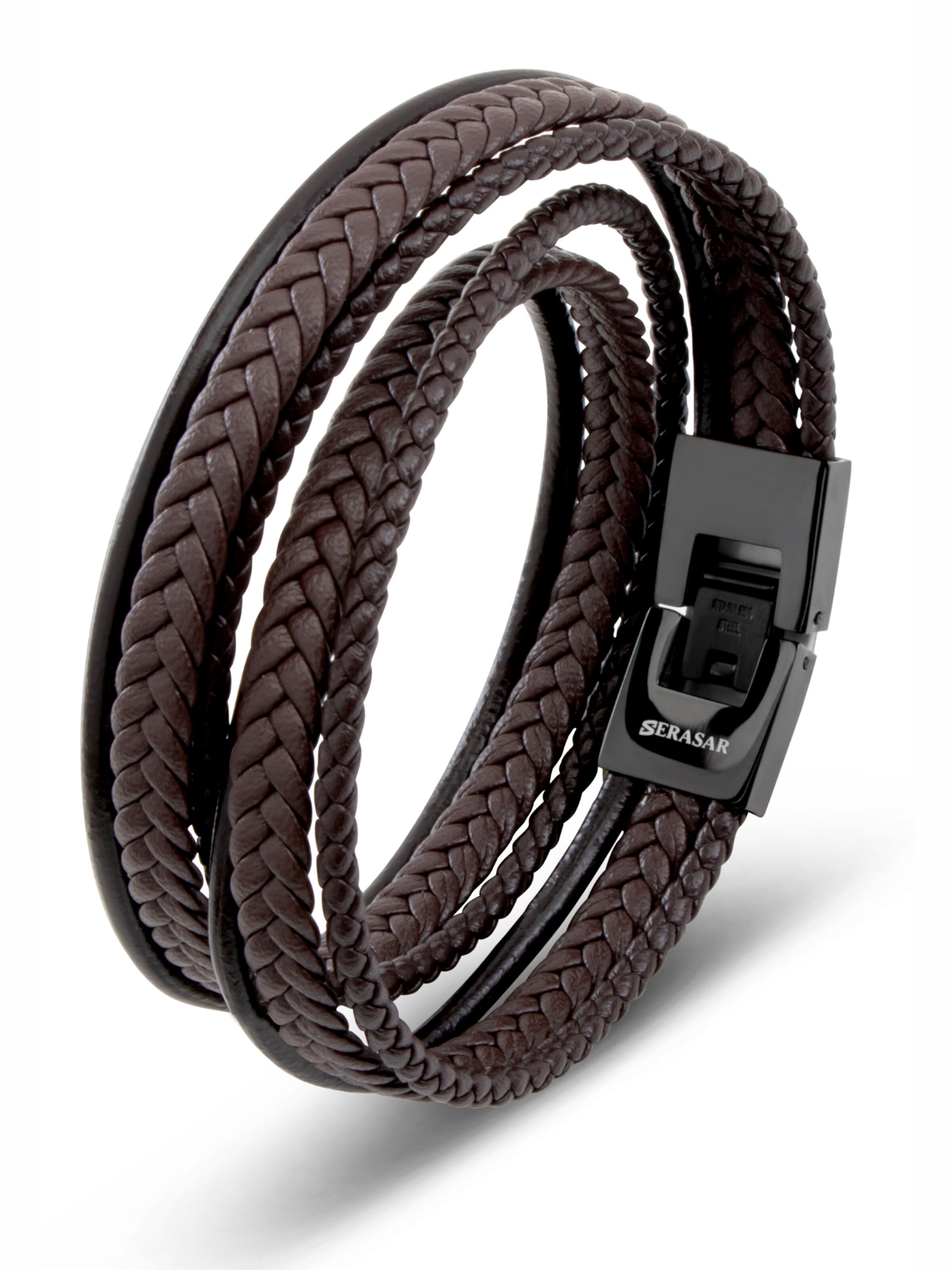 SERASAR Bracelet 'Wrap' in Brown: front