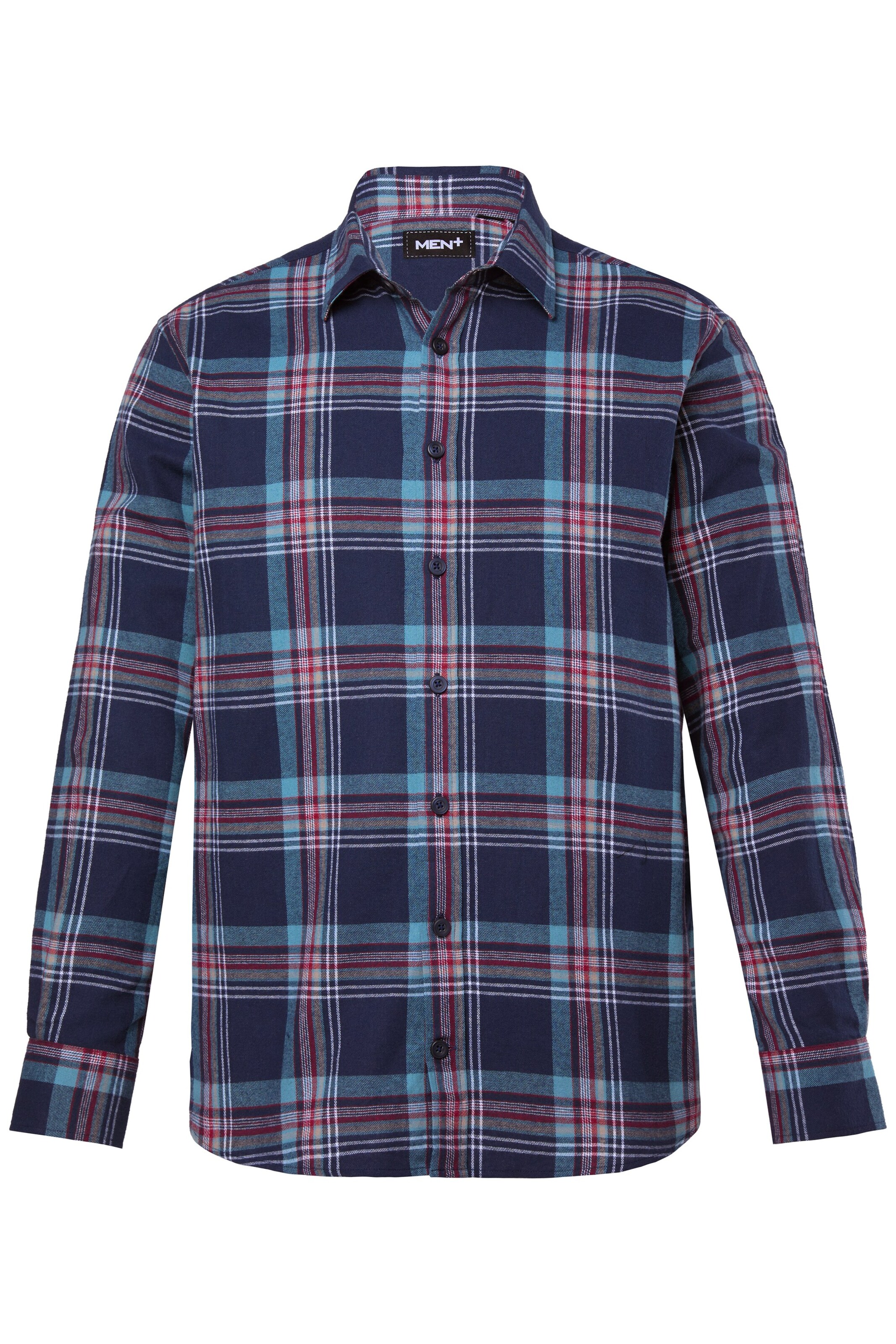 Men Plus Comfort fit Overhemd in Blauw: voorkant