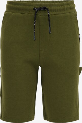 WE Fashion Slimfit Broek in Groen: voorkant