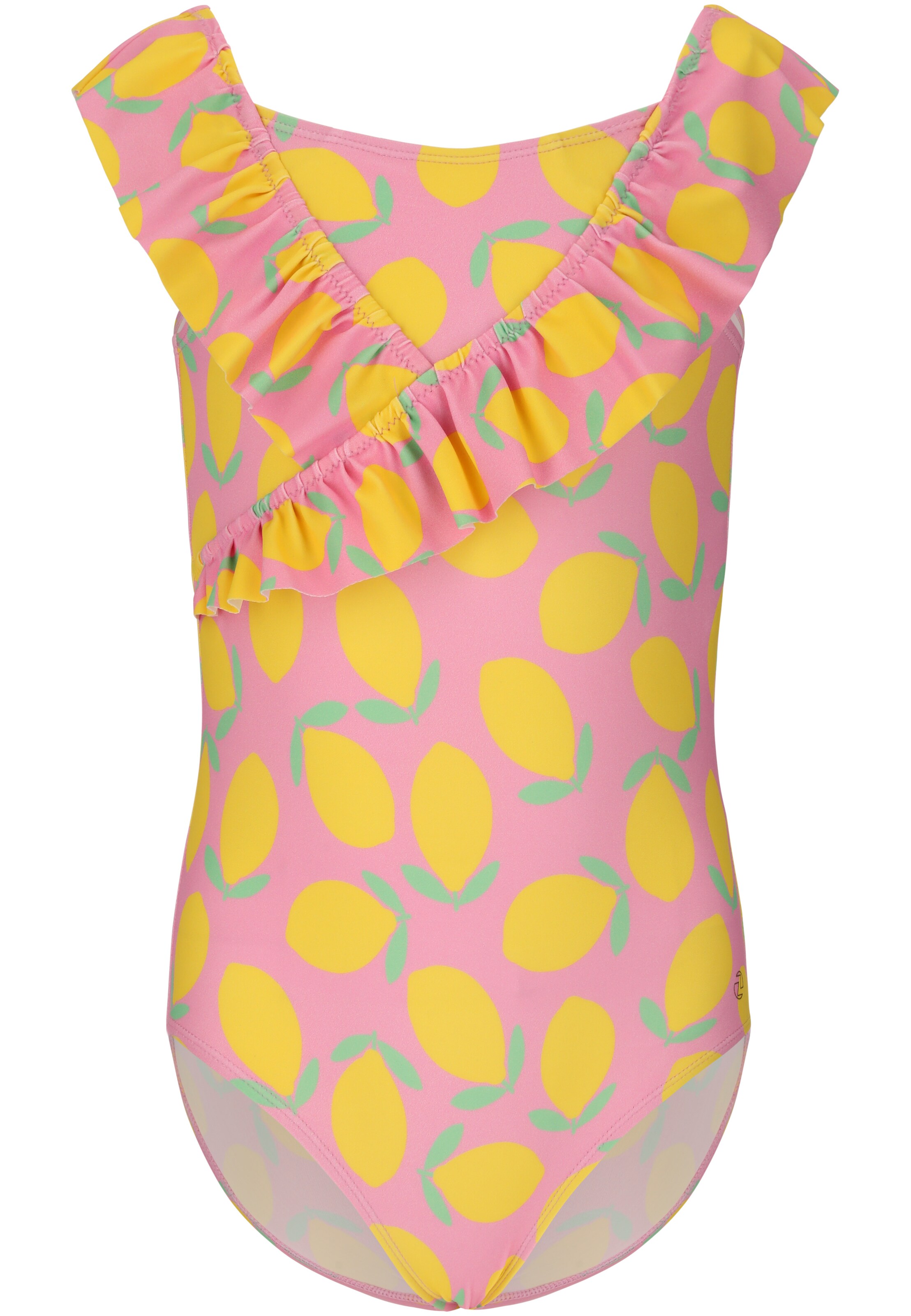 ZigZag Swimsuit 'Tropical' in Yellow: front