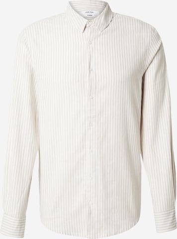 DAN FOX APPAREL Slim fit Button Up Shirt 'René' in Grey: front