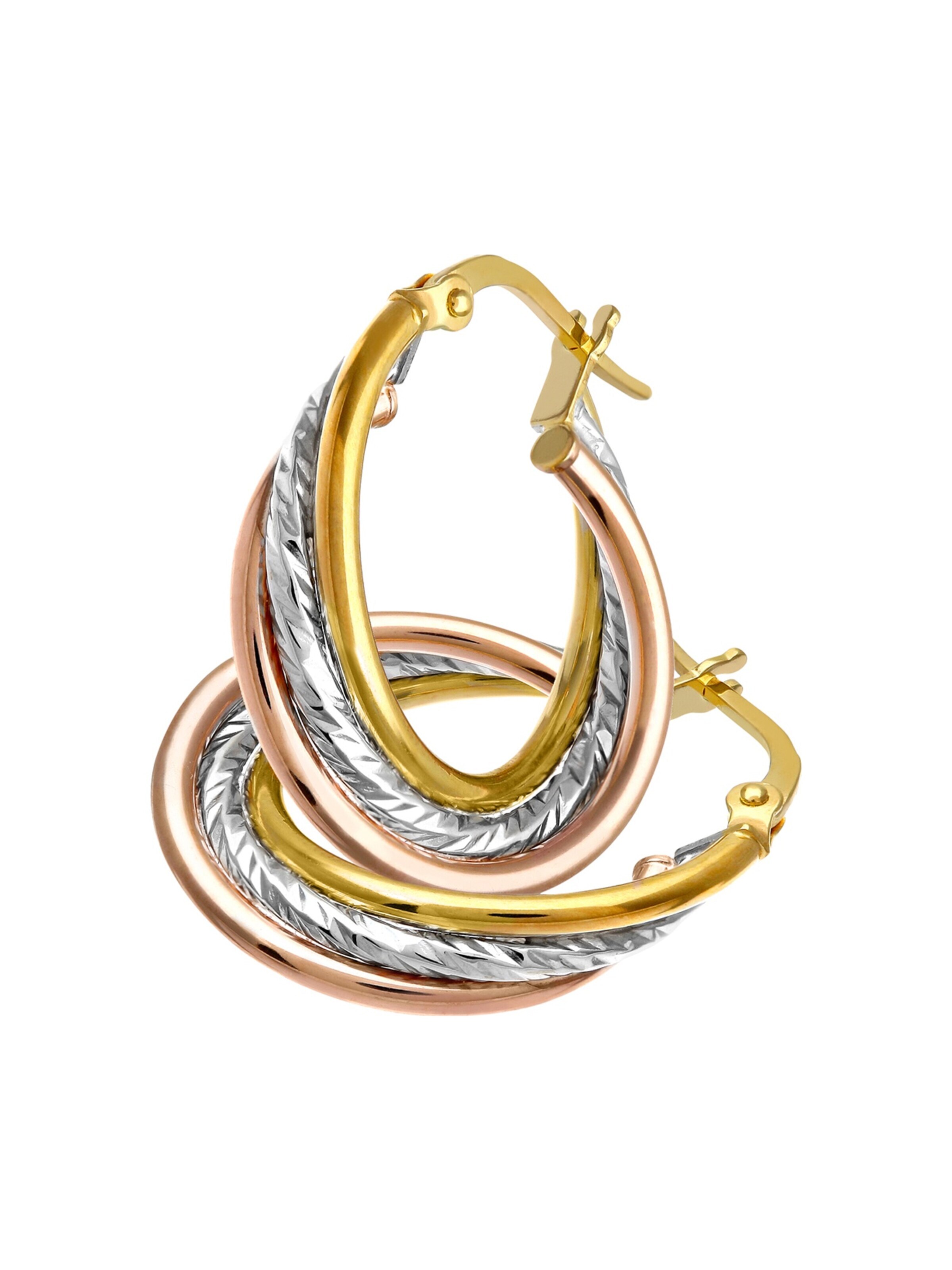 DIAMANT LETERNEL Boucles d'oreilles 'Creolen aus 375 Gelbgold' en One Size en mélange de couleurs, Vue avec produit