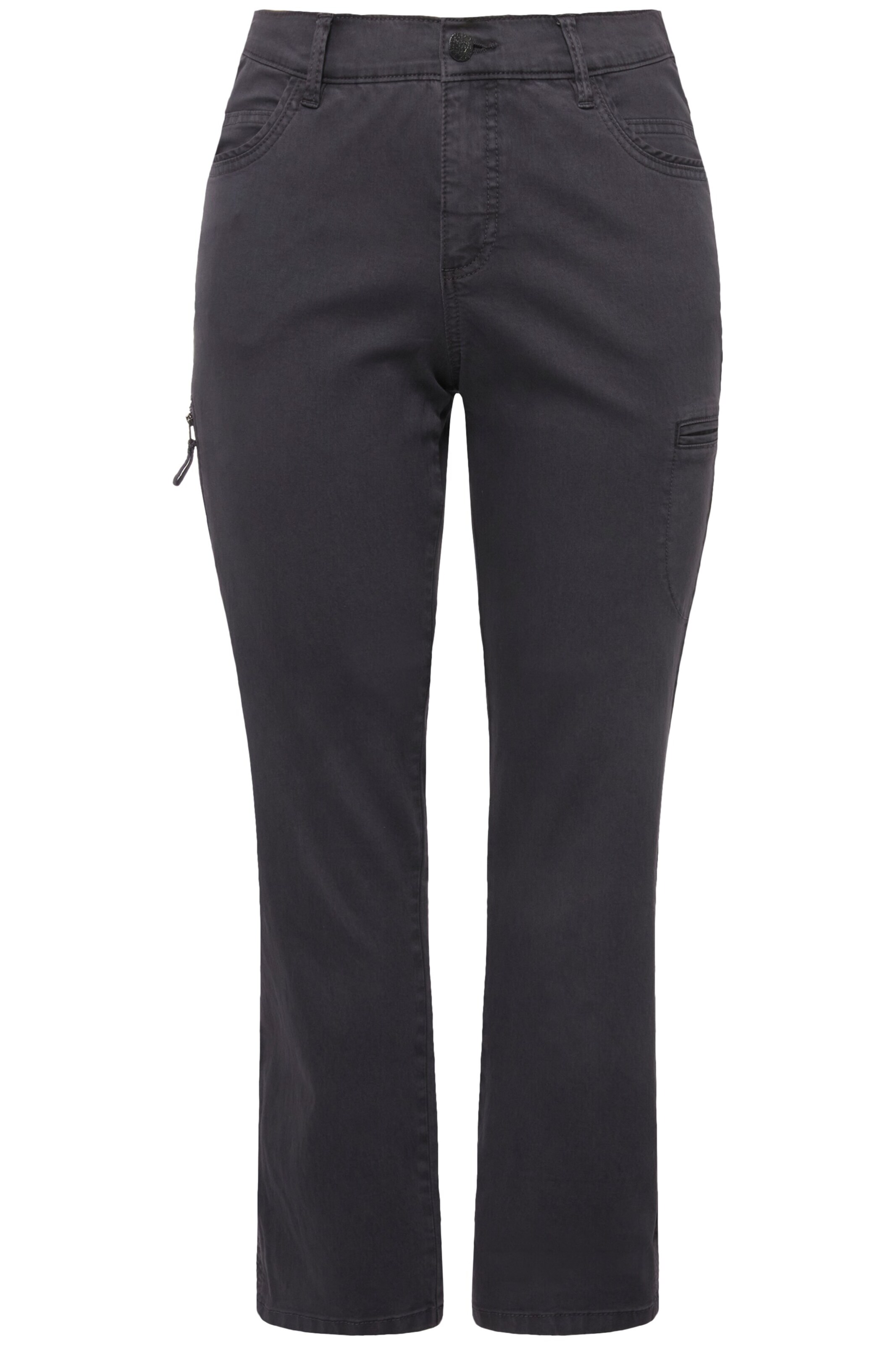 Ulla Popken Regularen Kargo hlače | siva barva: sprednja stran