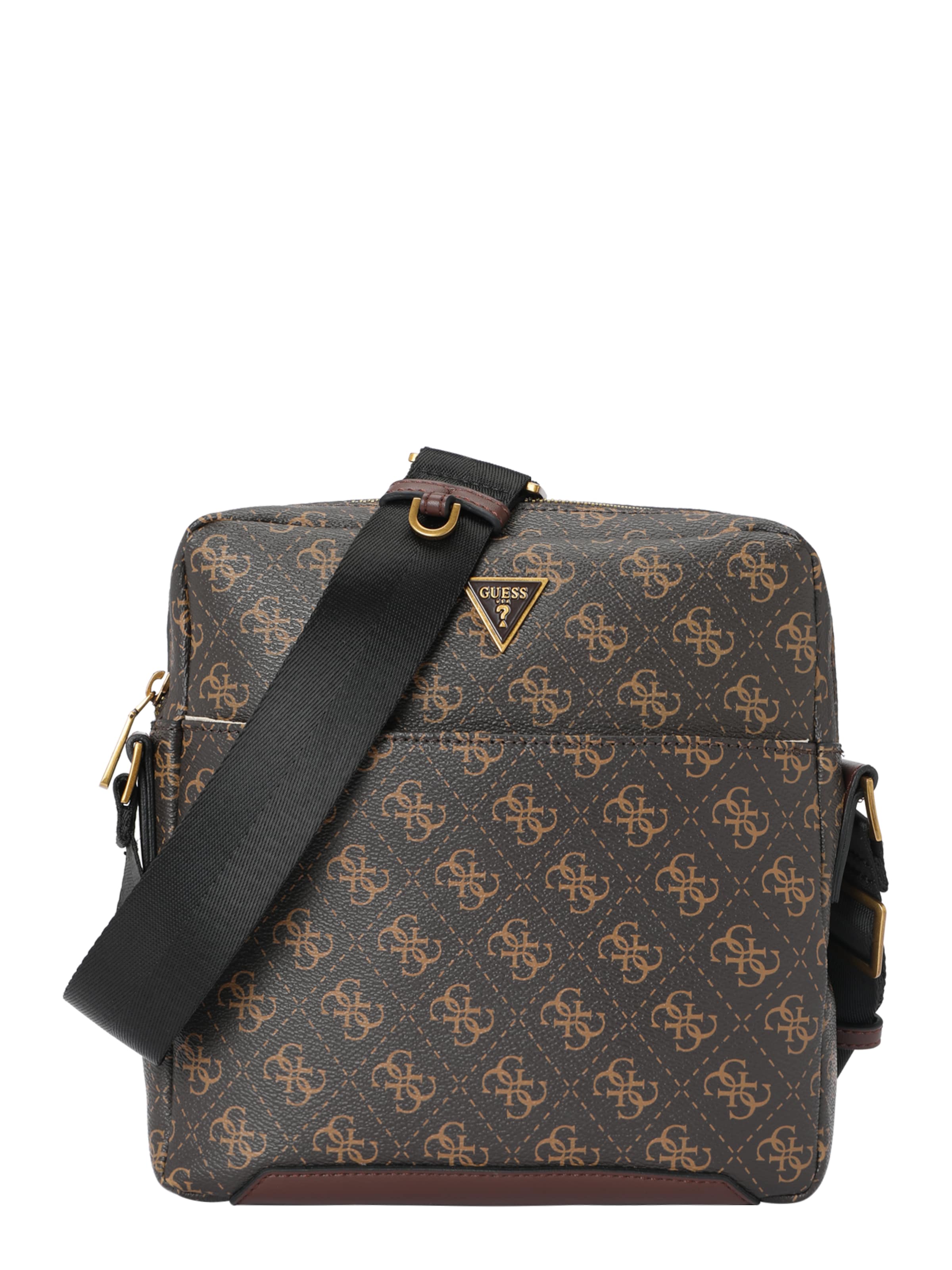 GUESS Taška přes rameno 'TORINO TOP ZIP CROSSBODY FLAT' – hnědá: přední strana