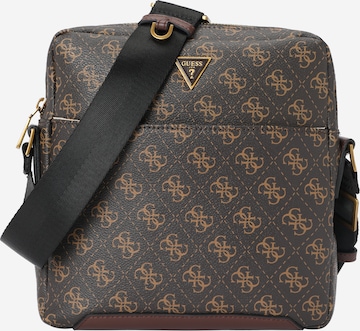 GUESS Сумка через плечо 'TORINO TOP ZIP CROSSBODY FLAT' в Коричневый: спереди