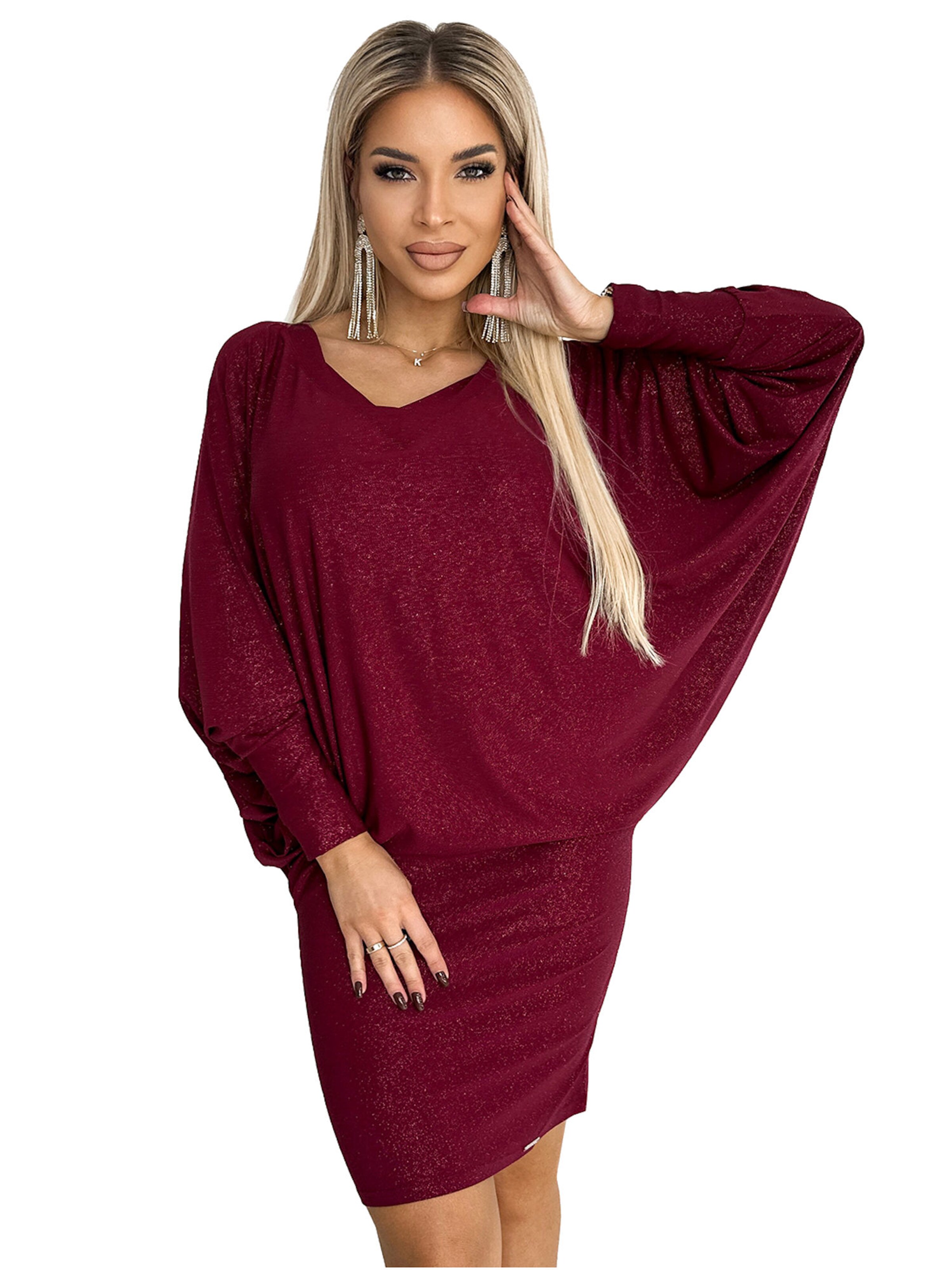 Numoco Abendkleid 'Fledermauskleid' in Rot: Vorderseite